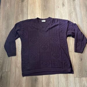 Super Cool Womens Vintage Spunky Heart B-Neck Sweater Large